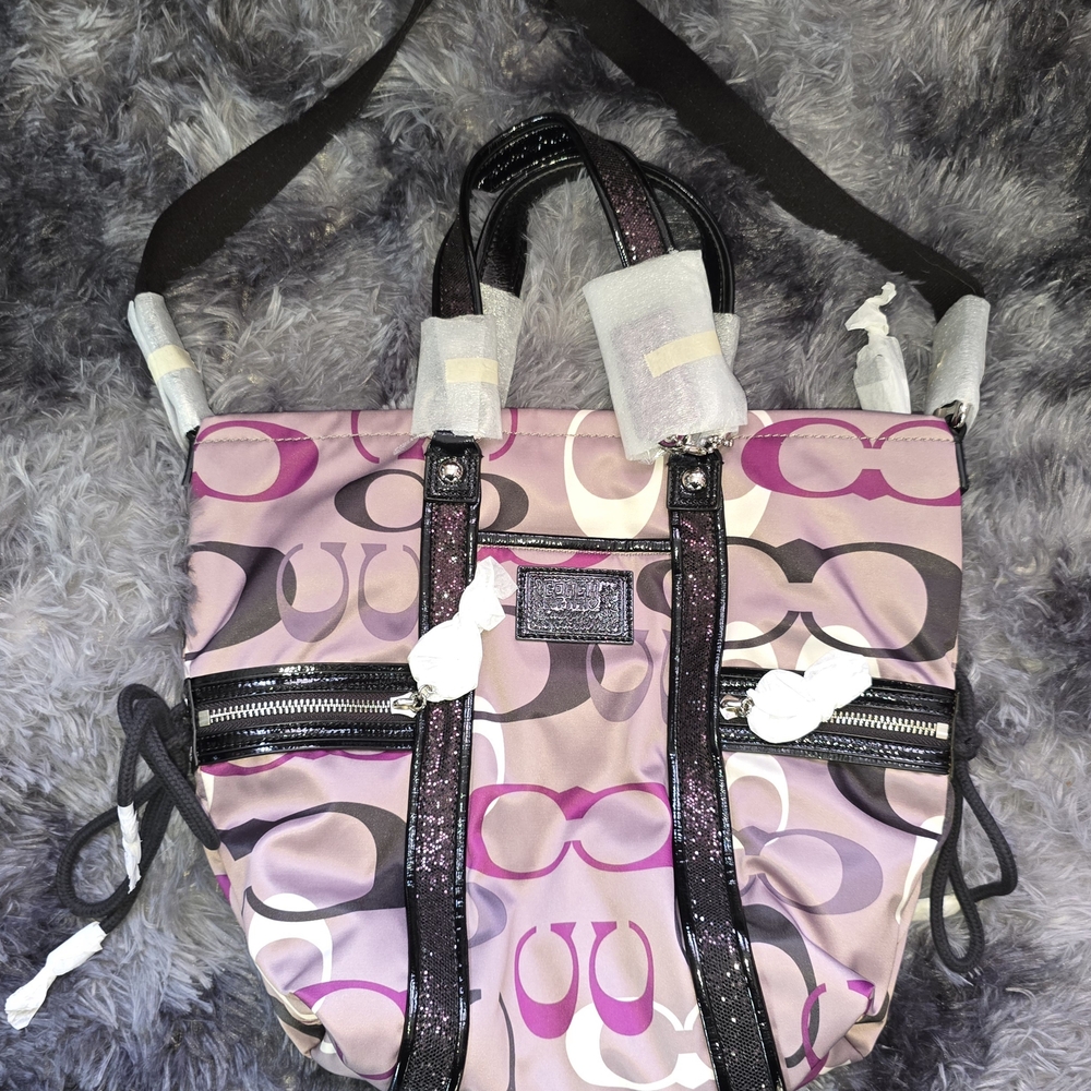 Coach Women's Purple and Black Tote Bag - Picture 2 of 7
